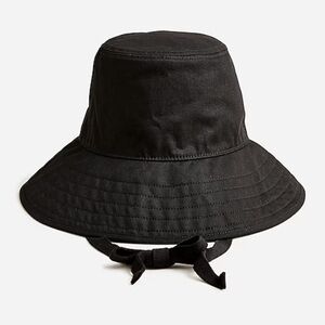 Women’s J Crew cotton canvas bucket hat with ties black NWOT